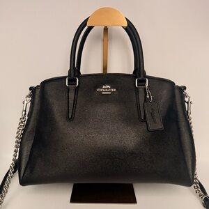 Coach Sage Satchel F28976 Black Crossgrain Leather Shoulder Crossbody Bag